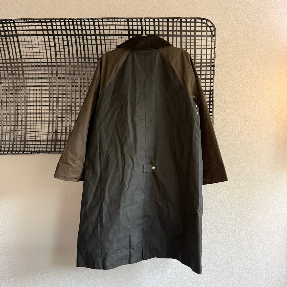 Barbour Olive Green Waxed Long Coat - Picture 6 of 9